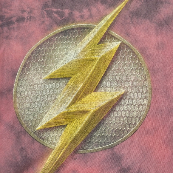 Justice League Men T-Shirt 2XL Red Tie Dye The Flash Symbol Short Sleeve Tee - Picture 2 of 4